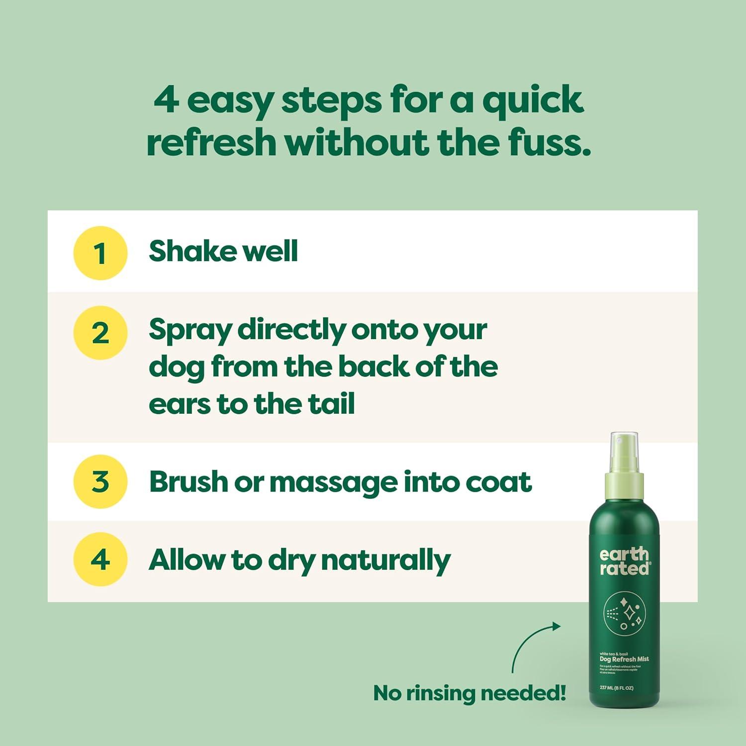 imageEarth Rated Dog Deodorizing Spray Conditioning ampamp OdorEliminating Perfume for Dogs for All Coat Types Refreshing White Tea ampamp Basil Scent 8 oz