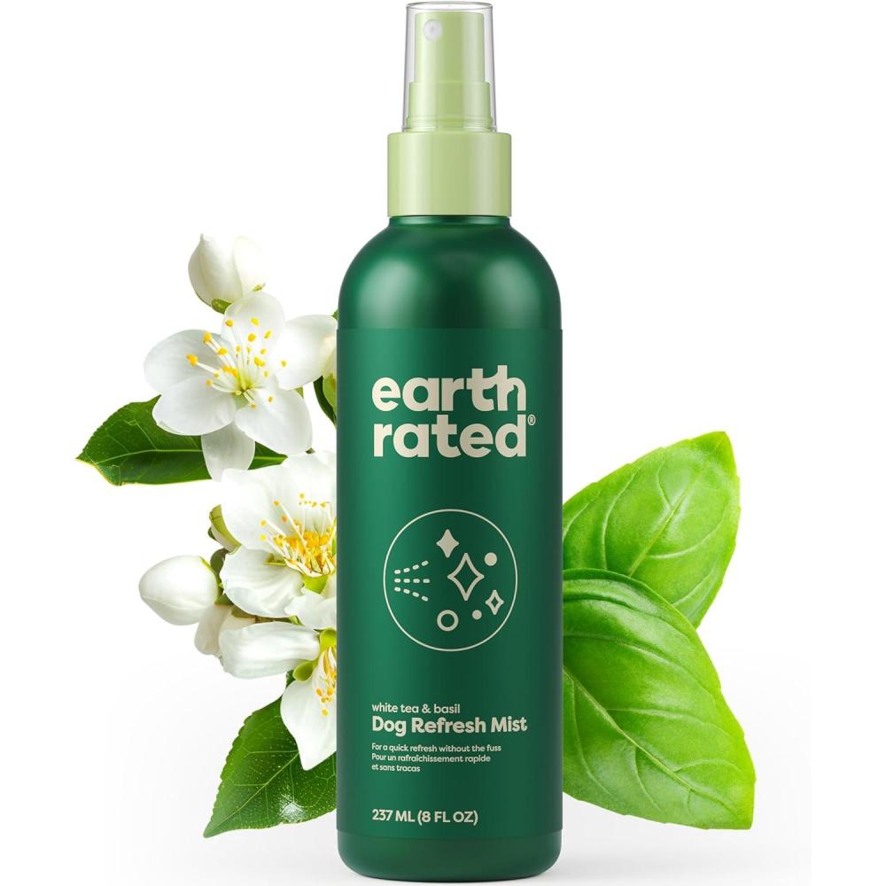 imageEarth Rated Dog Deodorizing Spray Conditioning ampamp OdorEliminating Perfume for Dogs for All Coat Types Refreshing White Tea ampamp Basil Scent 8 oz