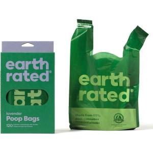 imageEarth Rated Dog Poop Bags with Handles Extra Wide Easy Tie and Guaranteed Leakproof Unscented 120 Handle Bags120 Bags