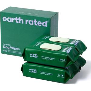 imageEarth Rated Dog Wipes for Dogs ampamp Puppies Thick Plant Based Grooming Wipes for Easy Use on Paws Body and Bum LavenderScented 400 CountLavender