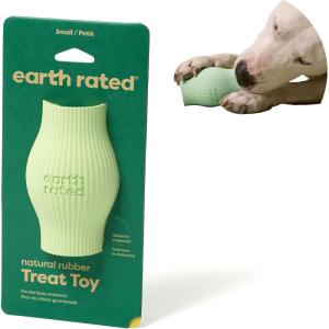 imageEarth Rated Treat Dispensing Dog Toys Enrichment Toy for Adult and Puppy Dogs Slow Feeder Dishwasher and FreezerSafe Natural Rubber Small GreenTreat Toy