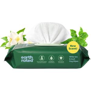 imageEarth Rated VetDeveloped Pet Ear Wipes Hypoallergenic Cleaner for Dogs ampamp Cats Ears to Remove Dirt and Wax Build Up Wild Oat Scent 70 CountWhite Tea Basil