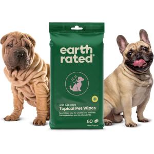 imageEarth Rated VetDeveloped Pet Ear Wipes Hypoallergenic Cleaner for Dogs ampamp Cats Ears to Remove Dirt and Wax Build Up Wild Oat Scent 70 CountWild Oat